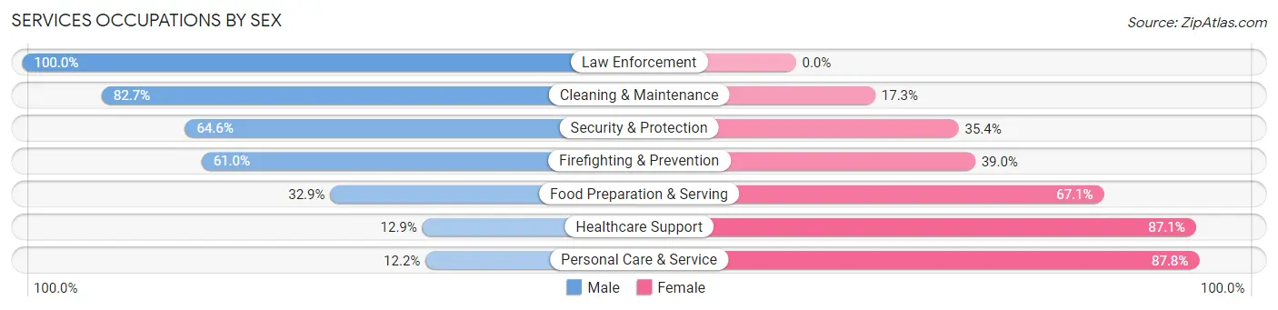 Services Occupations by Sex in Zip Code 46815