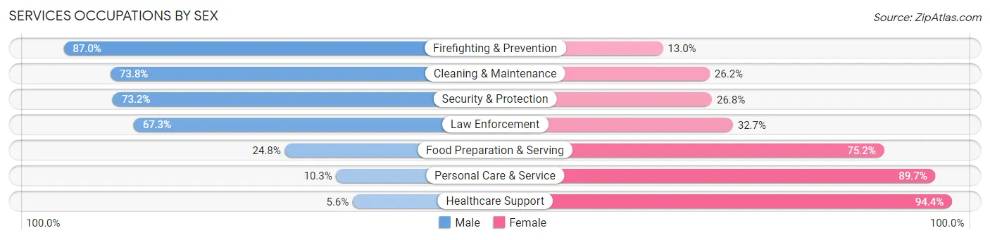 Services Occupations by Sex in Zip Code 46901