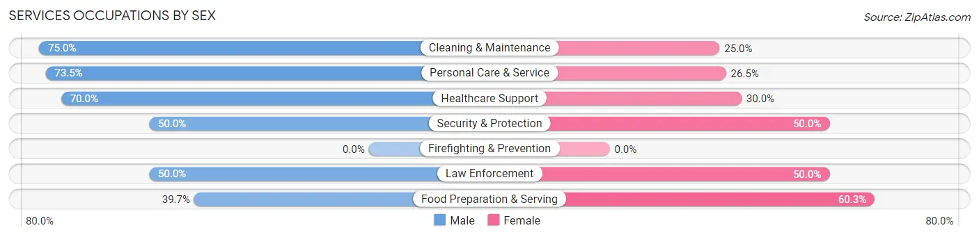 Services Occupations by Sex in Zip Code 46911