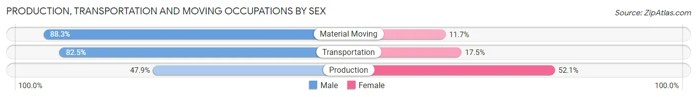 Production, Transportation and Moving Occupations by Sex in Zip Code 46919
