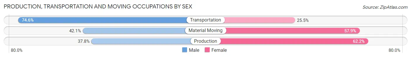 Production, Transportation and Moving Occupations by Sex in Zip Code 46920