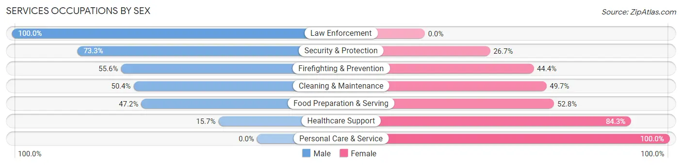 Services Occupations by Sex in Zip Code 46923