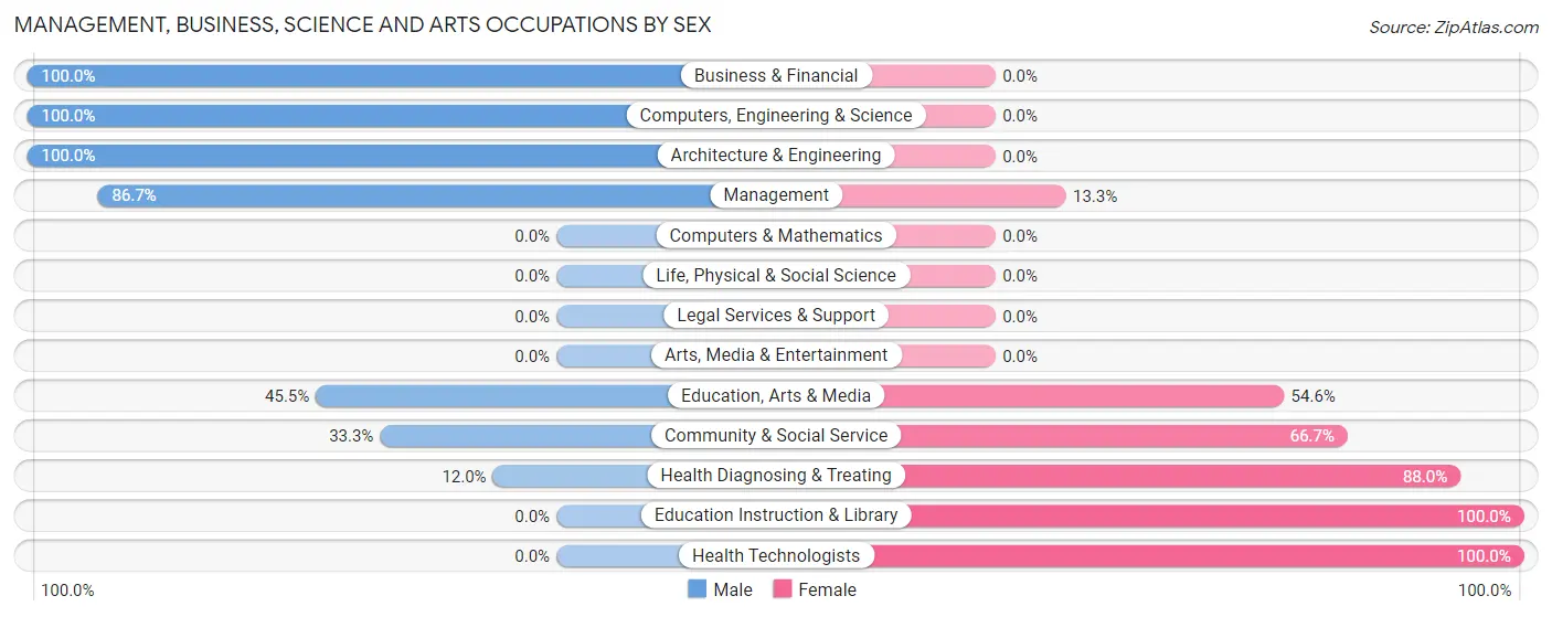 Management, Business, Science and Arts Occupations by Sex in Zip Code 46941