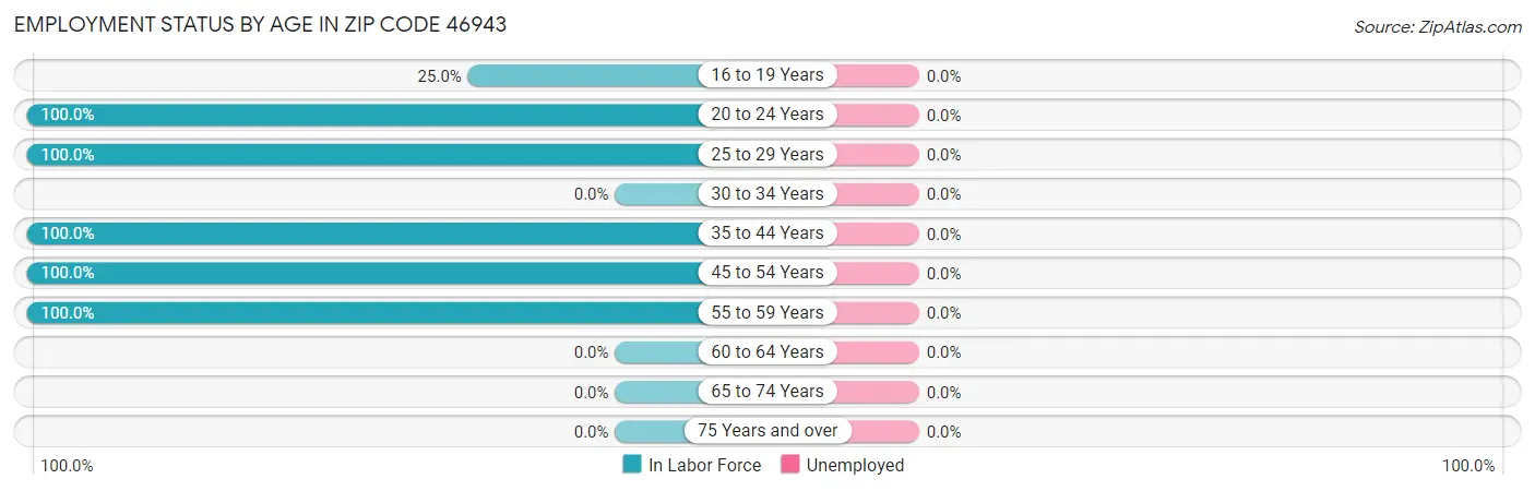 Employment Status by Age in Zip Code 46943