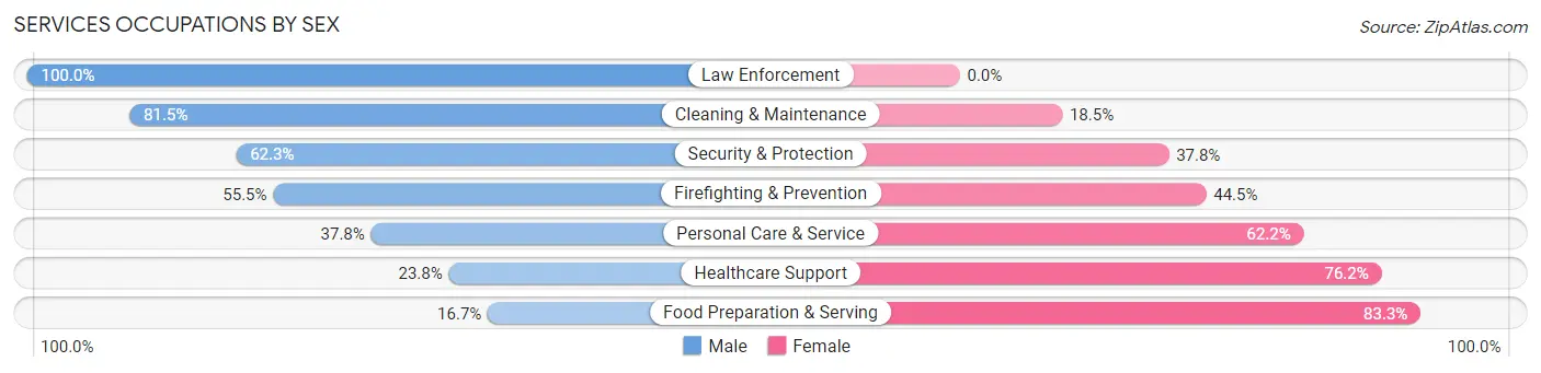 Services Occupations by Sex in Zip Code 46953