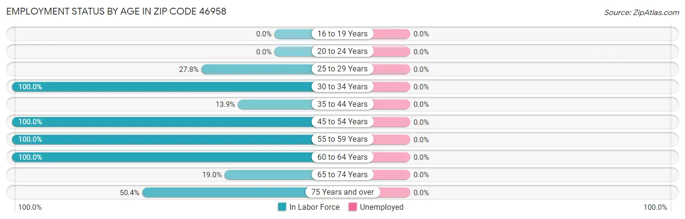 Employment Status by Age in Zip Code 46958