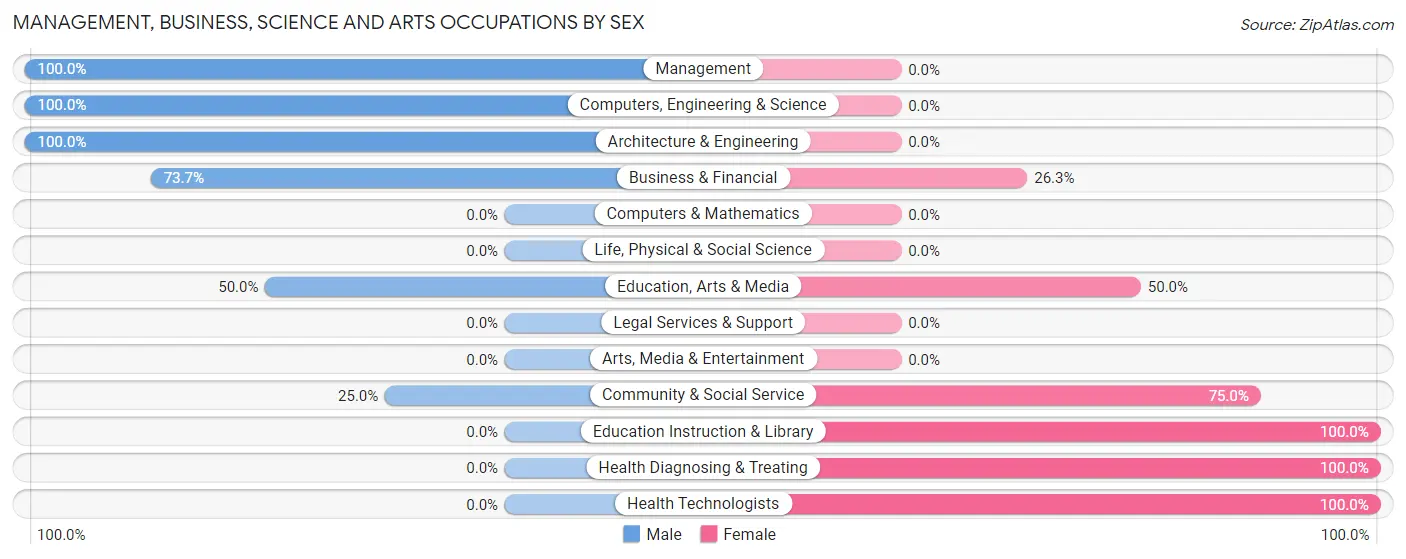 Management, Business, Science and Arts Occupations by Sex in Zip Code 46958