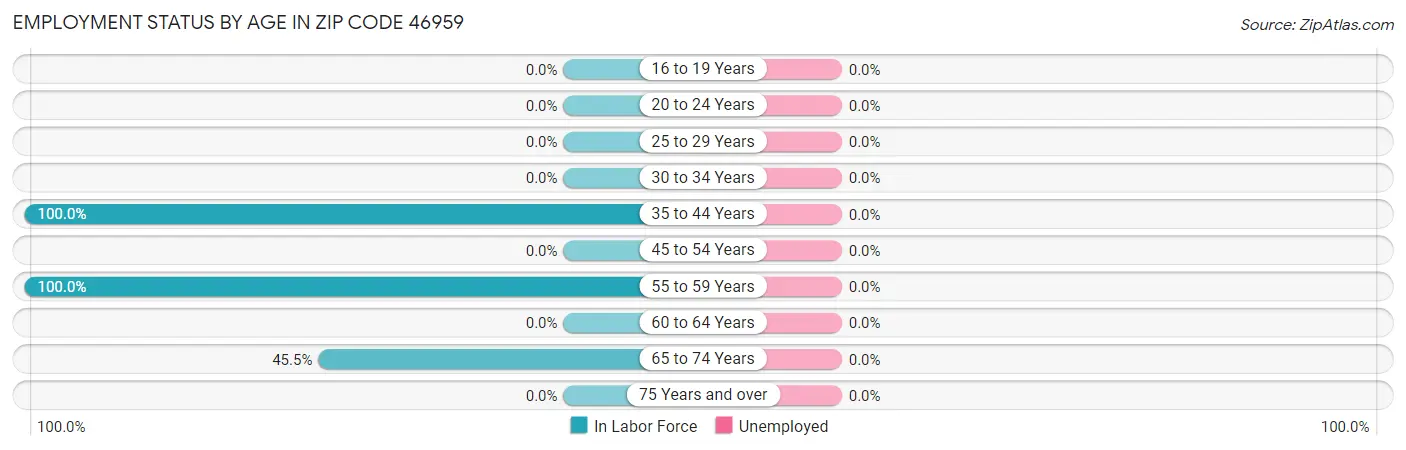 Employment Status by Age in Zip Code 46959
