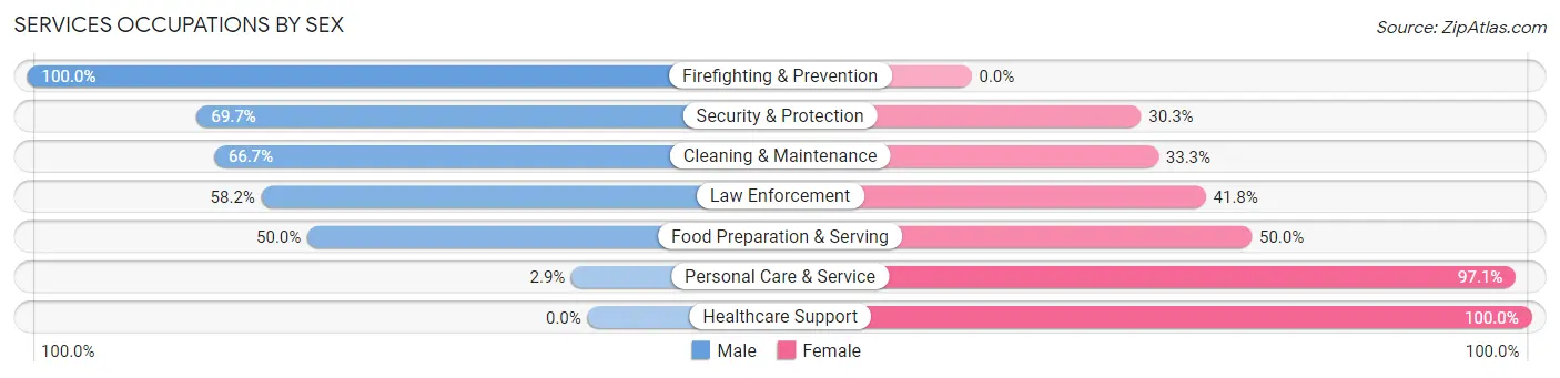 Services Occupations by Sex in Zip Code 46975