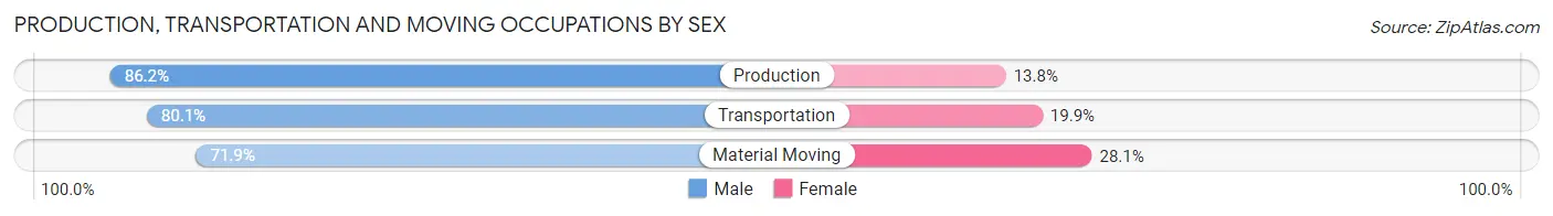 Production, Transportation and Moving Occupations by Sex in Zip Code 46979