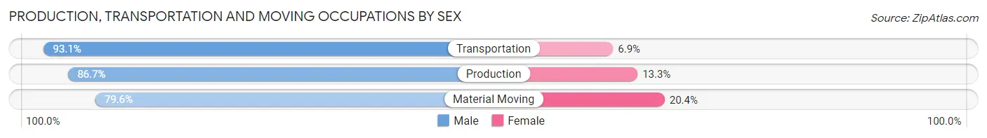Production, Transportation and Moving Occupations by Sex in Zip Code 46982