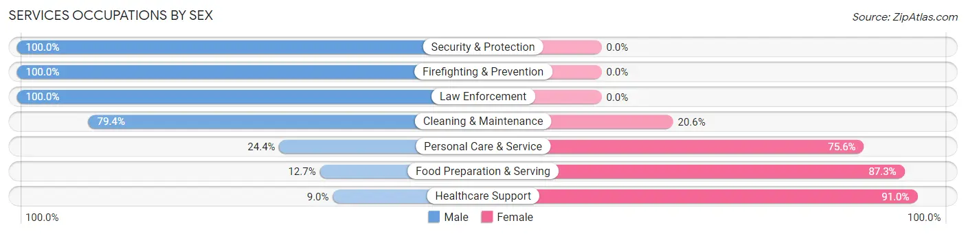 Services Occupations by Sex in Zip Code 46982