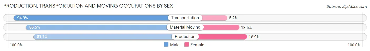 Production, Transportation and Moving Occupations by Sex in Zip Code 46986