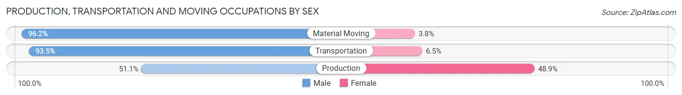 Production, Transportation and Moving Occupations by Sex in Zip Code 46989