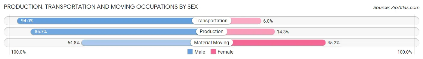 Production, Transportation and Moving Occupations by Sex in Zip Code 46991