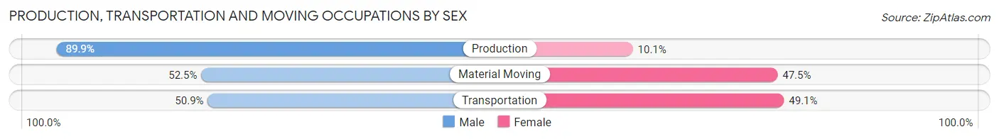 Production, Transportation and Moving Occupations by Sex in Zip Code 46996
