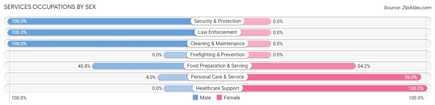 Services Occupations by Sex in Zip Code 46996