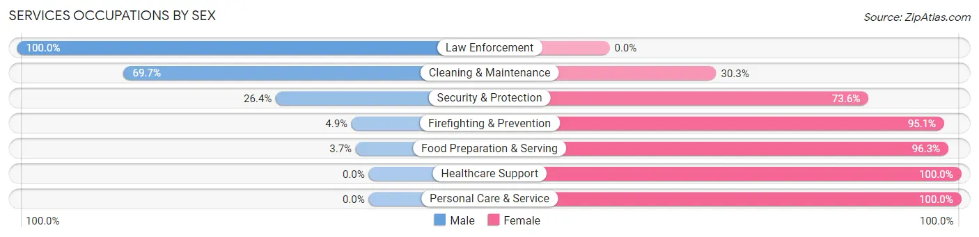 Services Occupations by Sex in Zip Code 47106