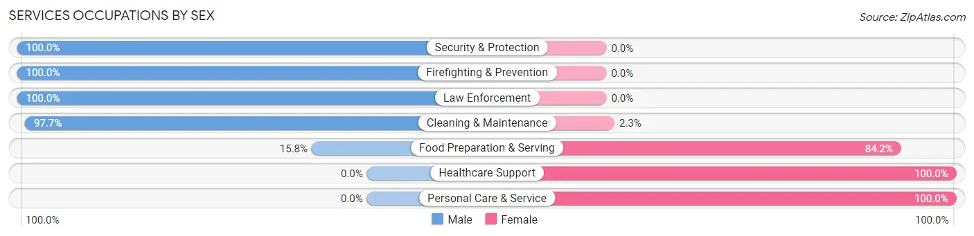 Services Occupations by Sex in Zip Code 47108