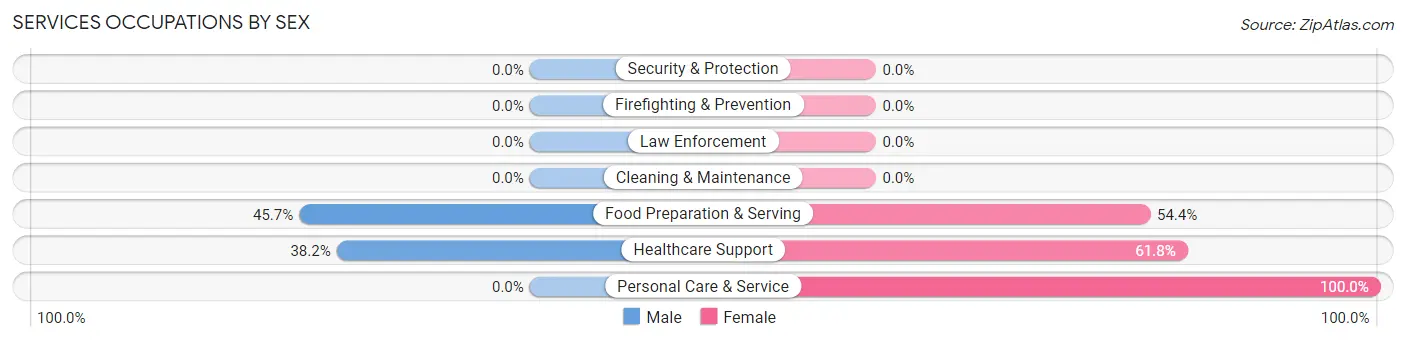 Services Occupations by Sex in Zip Code 47141