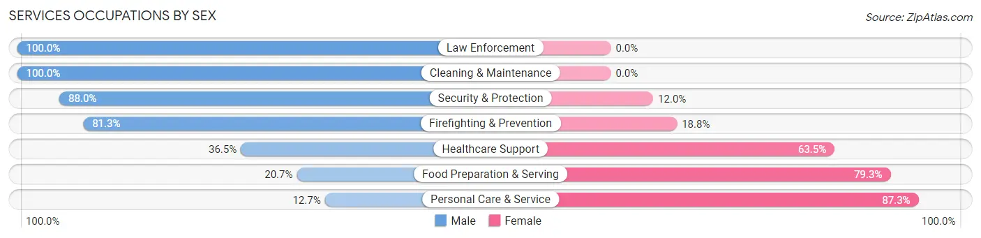 Services Occupations by Sex in Zip Code 47165