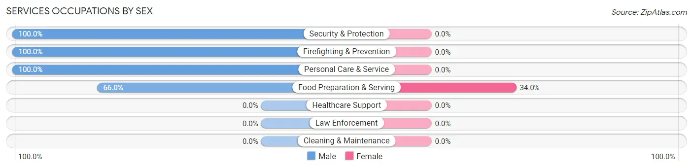 Services Occupations by Sex in Zip Code 47166