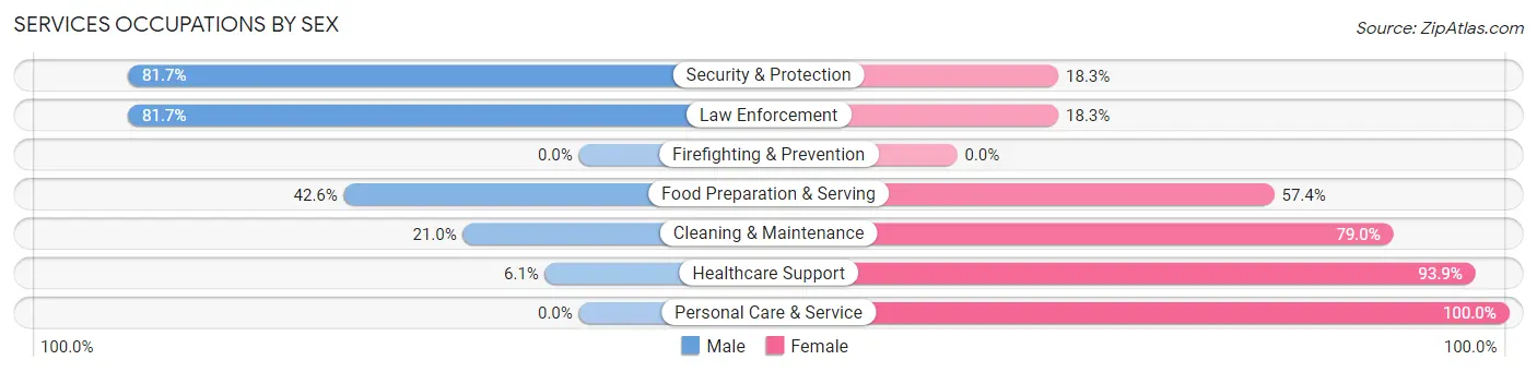 Services Occupations by Sex in Zip Code 47320