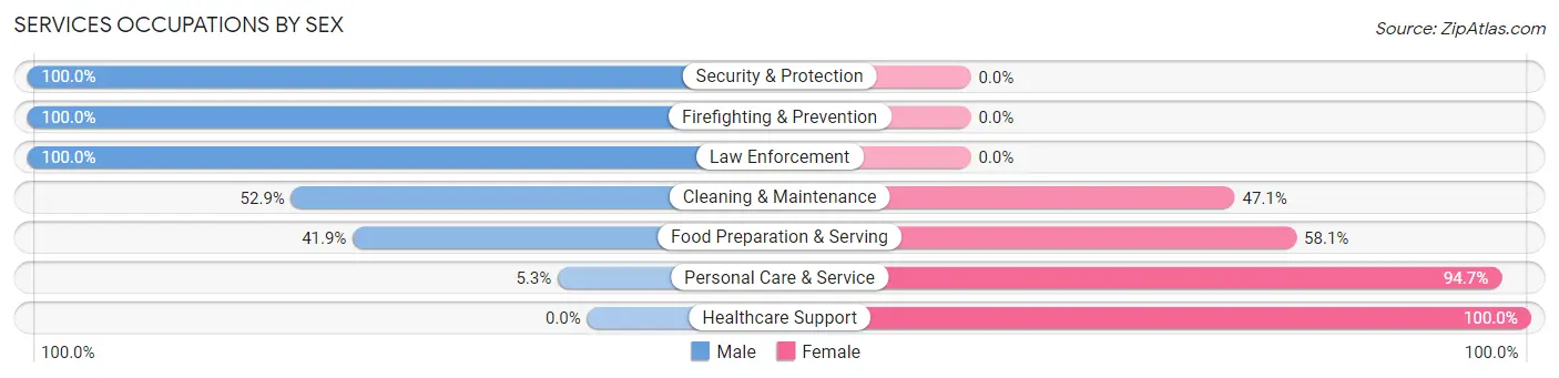 Services Occupations by Sex in Zip Code 47327