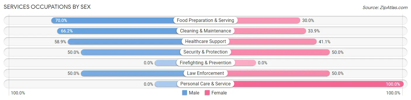 Services Occupations by Sex in Zip Code 47338