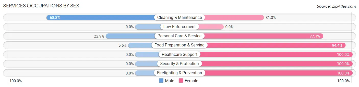Services Occupations by Sex in Zip Code 47340