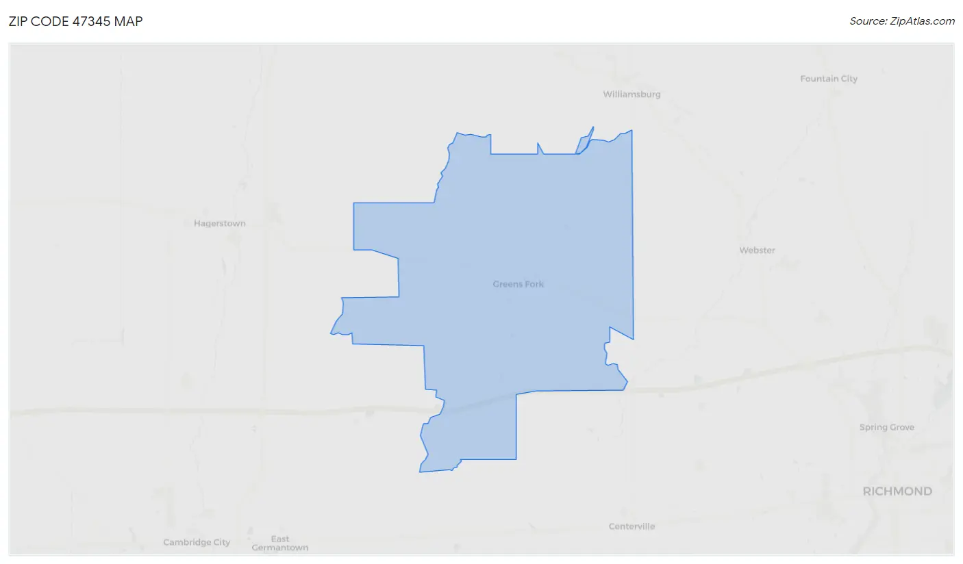 Zip Code 47345 Map