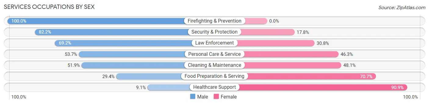 Services Occupations by Sex in Zip Code 47346