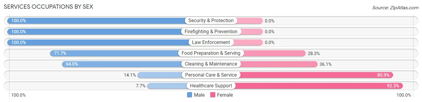 Services Occupations by Sex in Zip Code 47353