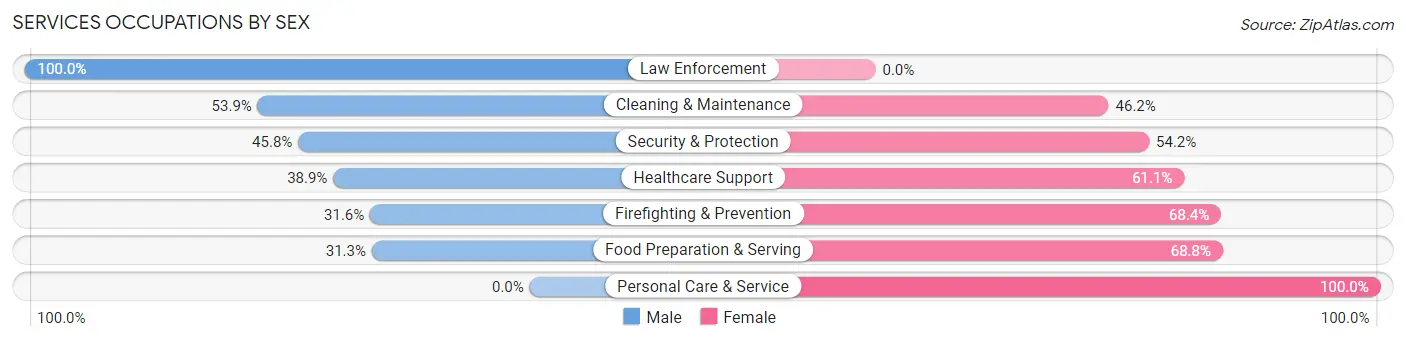 Services Occupations by Sex in Zip Code 47354