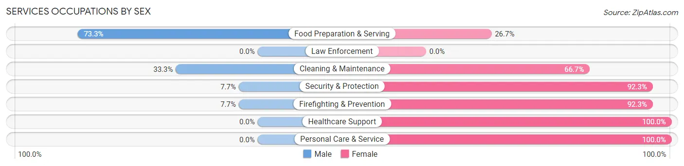 Services Occupations by Sex in Zip Code 47358
