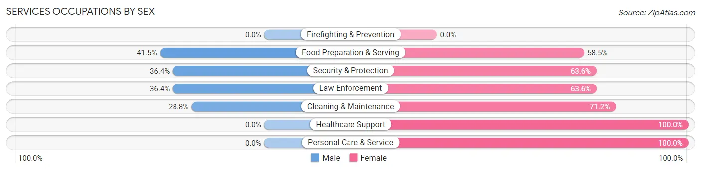 Services Occupations by Sex in Zip Code 47368