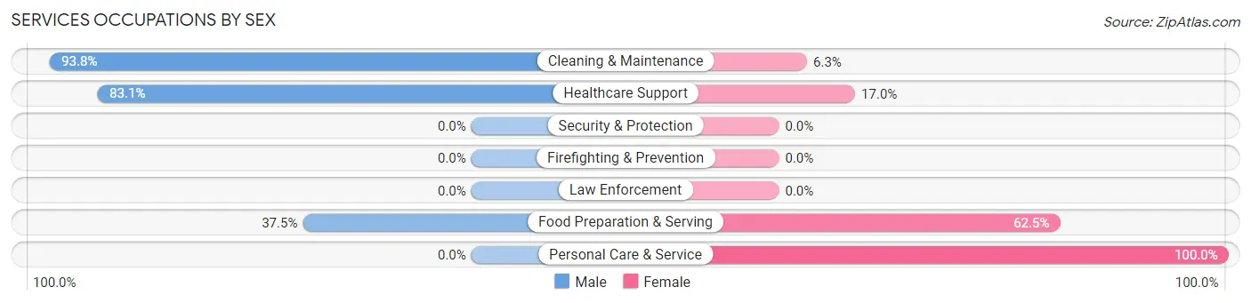 Services Occupations by Sex in Zip Code 47369