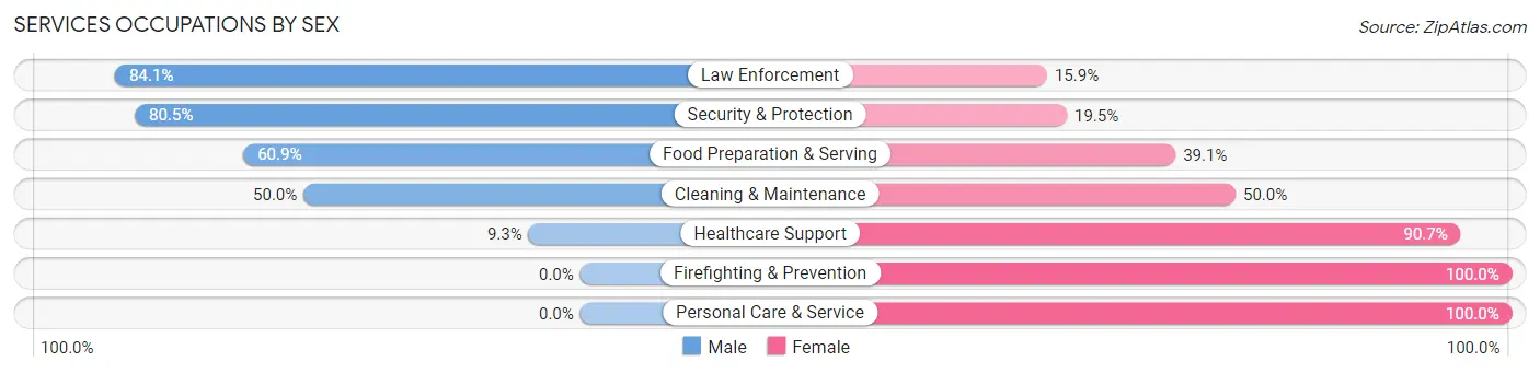 Services Occupations by Sex in Zip Code 47396