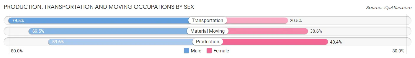 Production, Transportation and Moving Occupations by Sex in Zip Code 47403