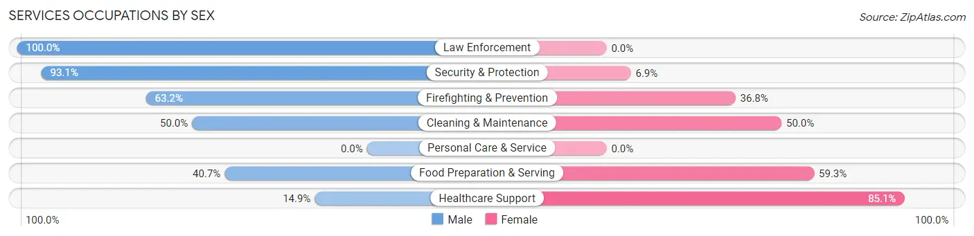 Services Occupations by Sex in Zip Code 47438