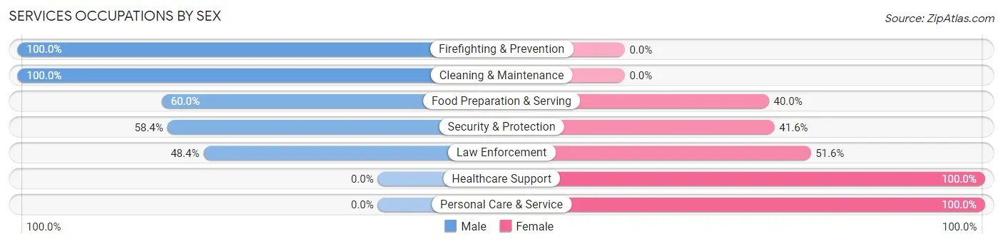 Services Occupations by Sex in Zip Code 47471