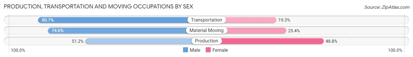 Production, Transportation and Moving Occupations by Sex in Zip Code 47542