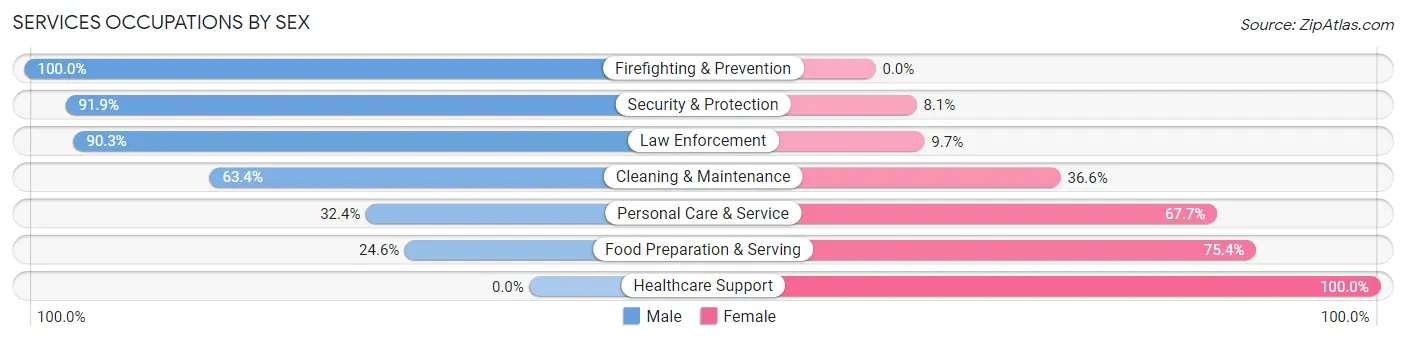 Services Occupations by Sex in Zip Code 47546