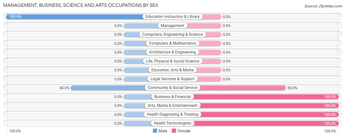 Management, Business, Science and Arts Occupations by Sex in Zip Code 47576