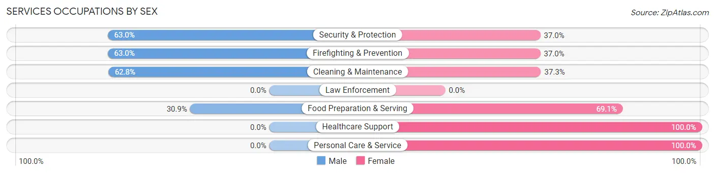 Services Occupations by Sex in Zip Code 47598