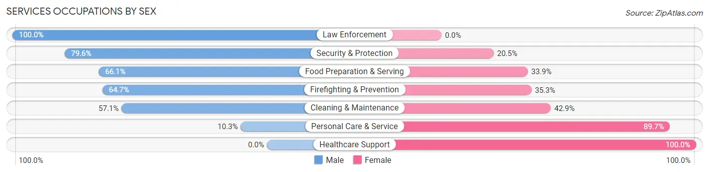 Services Occupations by Sex in Zip Code 47620