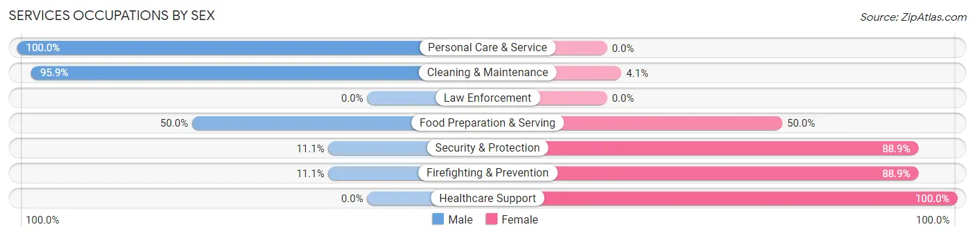Services Occupations by Sex in Zip Code 47637