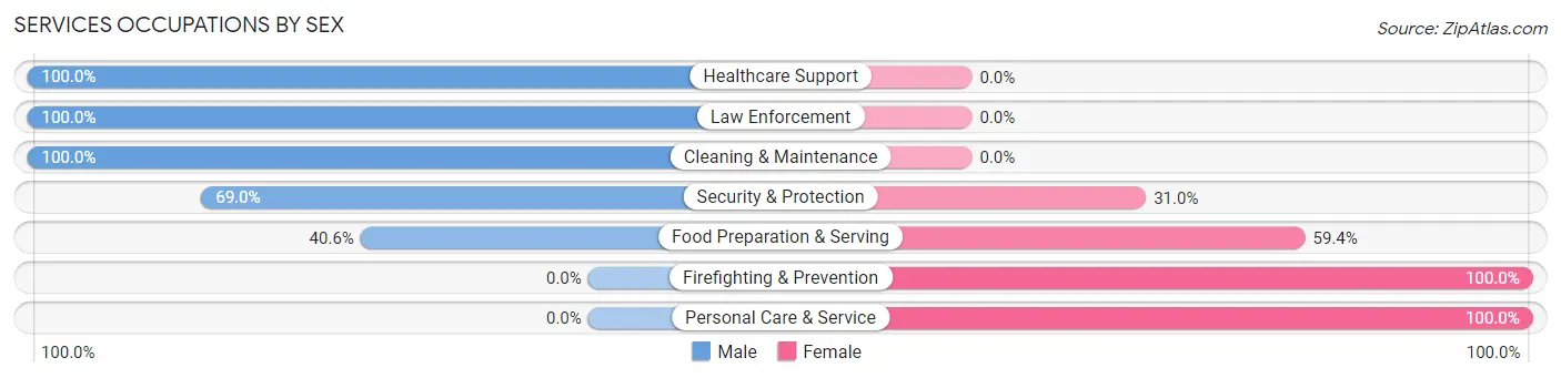 Services Occupations by Sex in Zip Code 47638