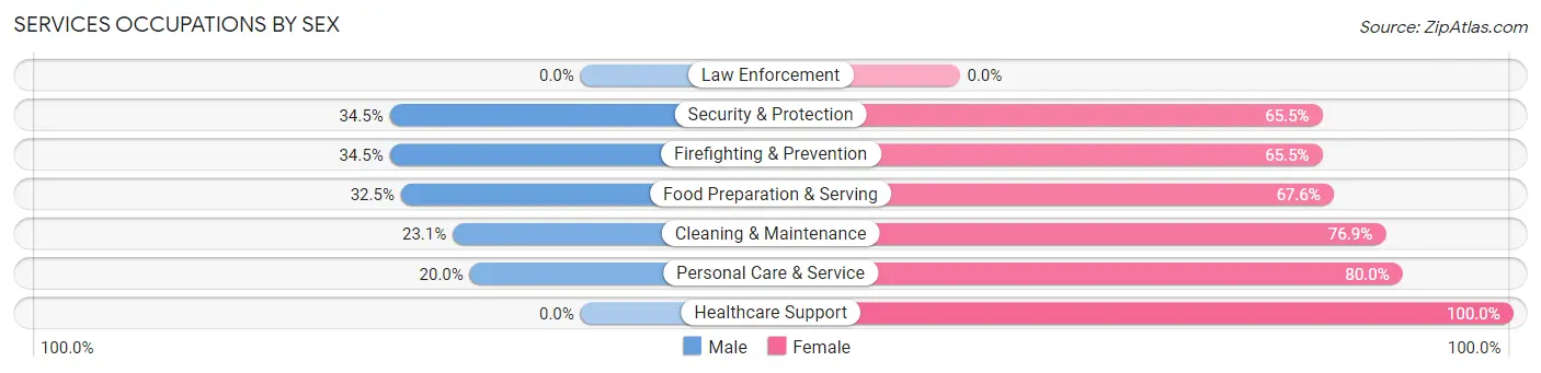 Services Occupations by Sex in Zip Code 47809