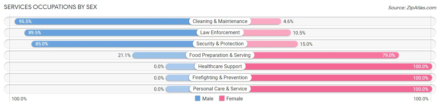 Services Occupations by Sex in Zip Code 47838